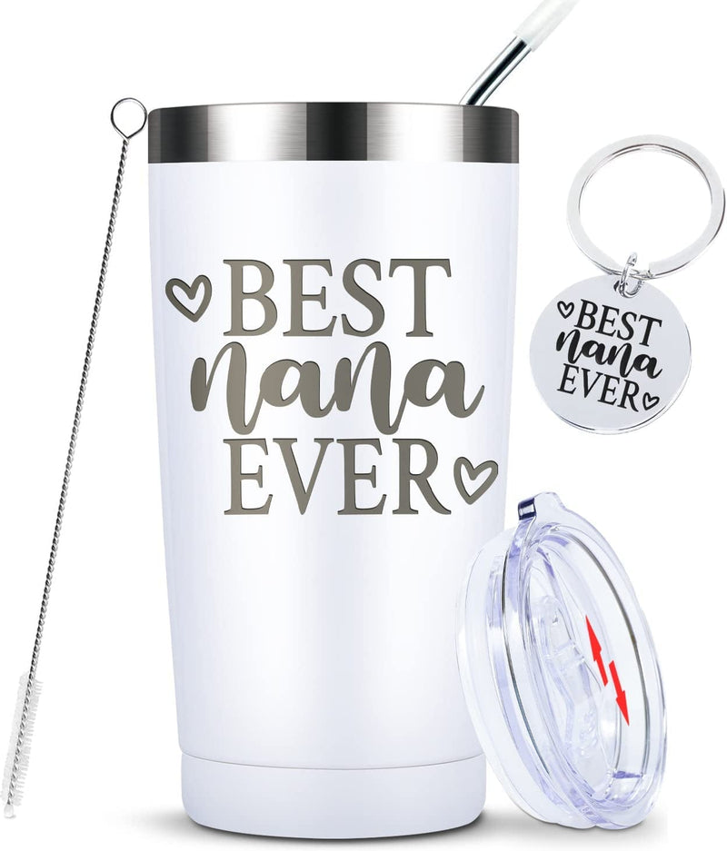 Best Nana Ever-Grandma Mug Gifts from Grandchildren Grandkids Mothers Day Birthday Christmas Gifts for New Nana,Grandma to Be,Grandmother Insulated Stainless Steel Cup with Lid 20 Ounce Rose Gold Home & Garden > Kitchen & Dining > Tableware > Drinkware KOOLDRINK Nana(White)  