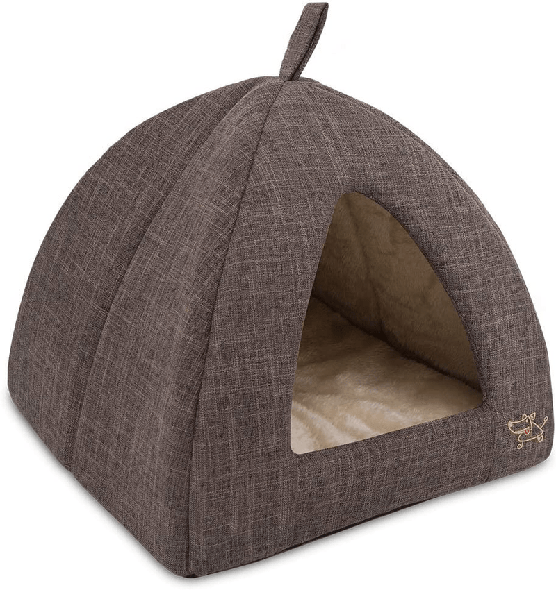 Best Pet Supplies Pet Tent-Soft Bed for Dog & Cat Animals & Pet Supplies > Pet Supplies > Cat Supplies > Cat Beds Best Pet Supplies, Inc. Brown Linen 19" x 19" x H:19" 