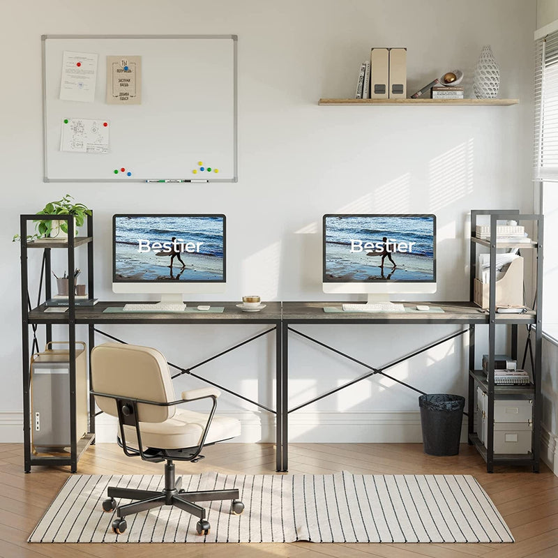 Bestier Computer Desk with Shelves - 47 Inch Home Office Desks with Bookshelf for Study Writing and Work - Plenty Leg Room and Easy Assemble, Gray Home & Garden > Household Supplies > Storage & Organization CZ   