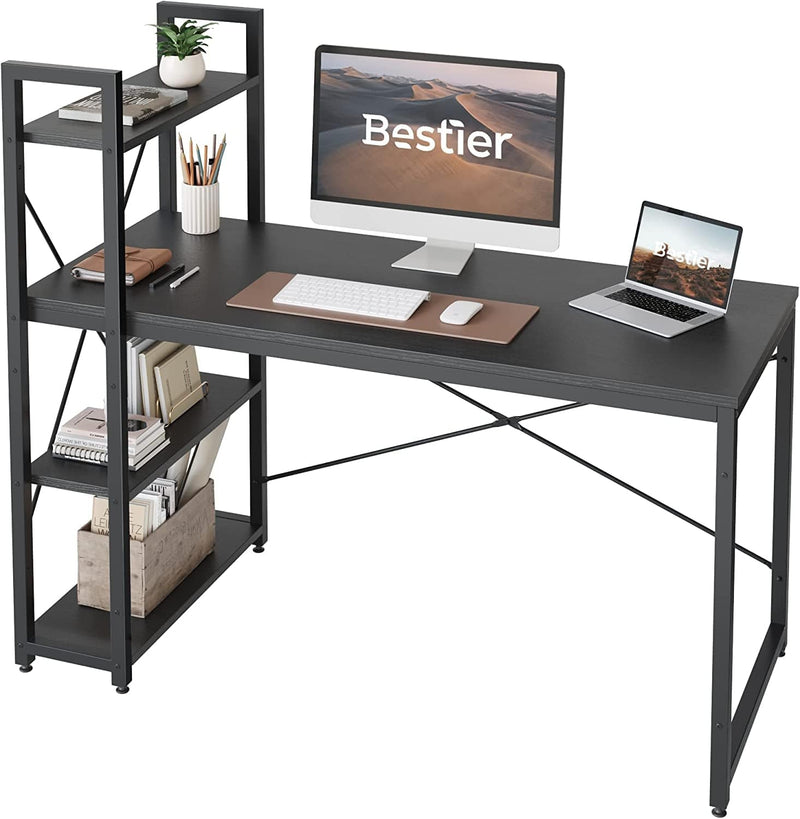 Bestier Computer Desk with Shelves - 47 Inch Home Office Desks with Bookshelf for Study Writing and Work - Plenty Leg Room and Easy Assemble, Gray Home & Garden > Household Supplies > Storage & Organization CZ Black 55 Inch 