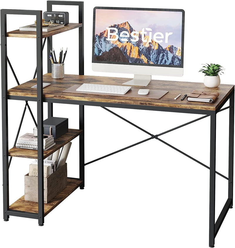 Bestier Computer Desk with Shelves - 47 Inch Home Office Desks with Bookshelf for Study Writing and Work - Plenty Leg Room and Easy Assemble, Gray Home & Garden > Household Supplies > Storage & Organization CZ Rustic Brown 47 Inch 