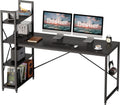 Bestier Computer Desk with Shelves - 47 Inch Home Office Desks with Bookshelf for Study Writing and Work - Plenty Leg Room and Easy Assemble, Gray