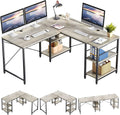 Bestier L Shaped Desk with Shelves 95.2 Inch Reversible Corner Computer Desk or 2 Person Long Table for Home Office Large Gaming Writing Storage Workstation P2 Board with 3 Cable Holes, Grey Oak Home & Garden > Household Supplies > Storage & Organization CZ Gray Oak 95 Inch 