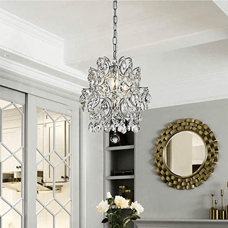 Bestier Modern Pendant Chandelier Crystal Raindrop Lighting Ceiling Light Fixture Lamp for Dining Room Bathroom Bedroom Livingroom entryway 1 E26 Bulbs Required D13 in x H16 in
