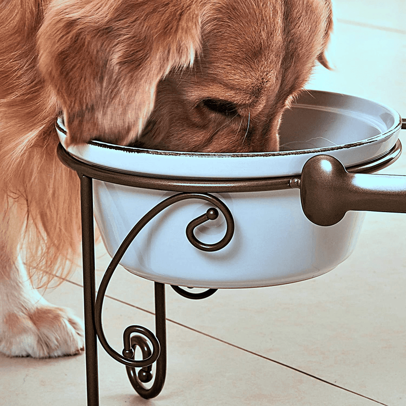 BestVida Sparks Elevated Dog Bowls, Dog Bowl Stand for Large Dogs, Raised Dog Bowl with Double Premium Stoneware Bowls (Large, White) Animals & Pet Supplies > Pet Supplies > Cat Supplies BestVida   