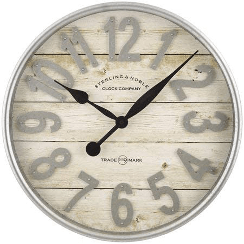 Better Homes & Gardens Farmhouse Plank with Galvanized Finish Wall Clock Home & Garden > Decor > Clocks > Wall Clocks Generic   