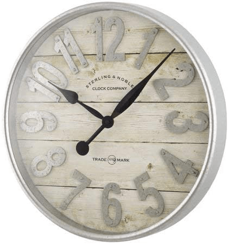 Better Homes & Gardens Farmhouse Plank with Galvanized Finish Wall Clock