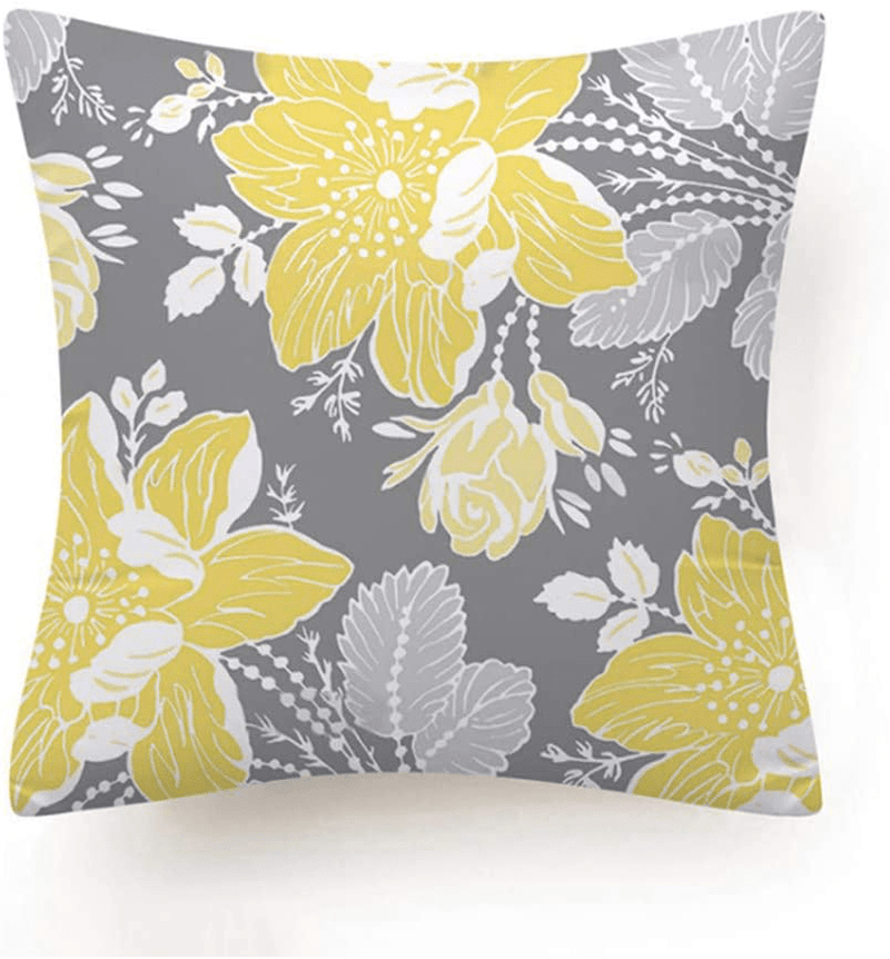 Betterjonny 6 Set Throw Pillow Covers Set, Yellow Flowers and Geometric Decorative Pillow Covers Cushion Covers Car Sofa Bed Couch 18 X 18 Inch