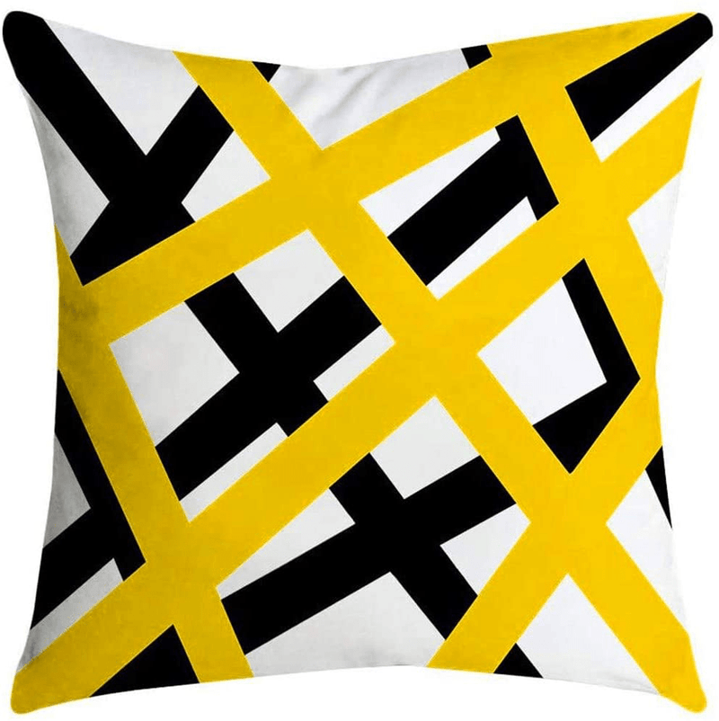 Betterjonny 6 Set Throw Pillow Covers Set, Yellow Flowers and Geometric Decorative Pillow Covers Cushion Covers Car Sofa Bed Couch 18 X 18 Inch