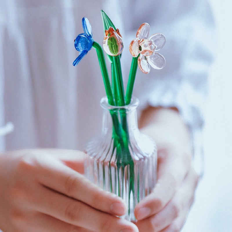 Betterz Glass Flower Craft Ornamental Multi-Color Exquisite Workmanship Glass Miniature Flower Decor for Valentine'S Day Home & Garden > Decor > Seasonal & Holiday Decorations BetterZ   