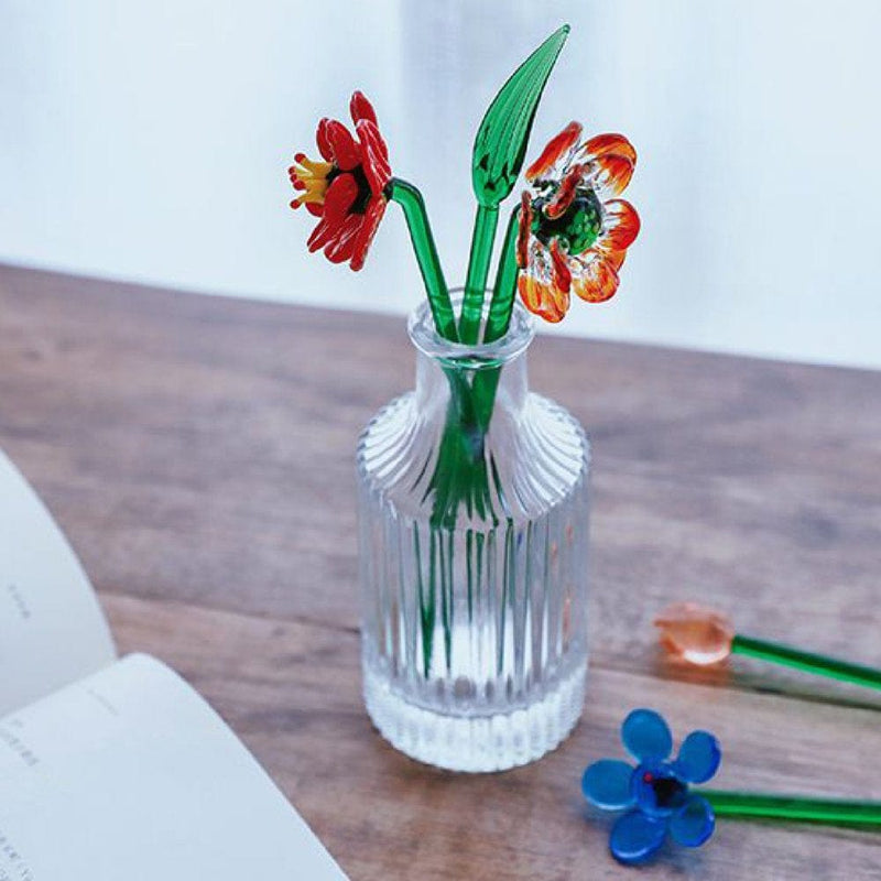 Betterz Glass Flower Craft Ornamental Multi-Color Exquisite Workmanship Glass Miniature Flower Decor for Valentine'S Day Home & Garden > Decor > Seasonal & Holiday Decorations BetterZ   