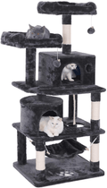 BEWISHOME Cat Tree Condo Furniture Kitten Activity Tower Pet Kitty Play House with Scratching Posts Perches Hammock MMJ01 Animals & Pet Supplies > Pet Supplies > Cat Supplies > Cat Beds BEWISHOME smoky grey  