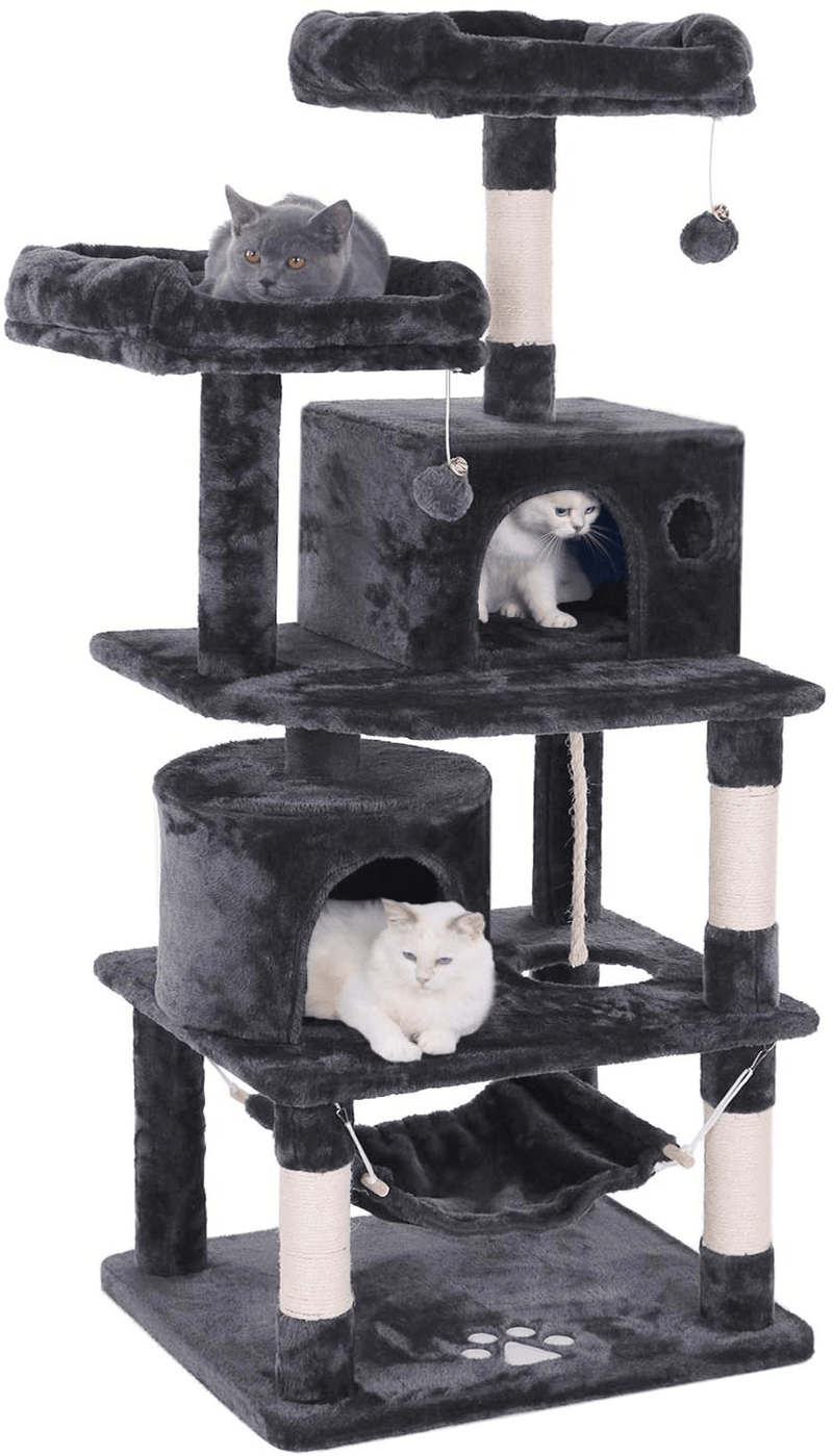 BEWISHOME Cat Tree Condo Furniture Kitten Activity Tower Pet Kitty Play House with Scratching Posts Perches Hammock MMJ01