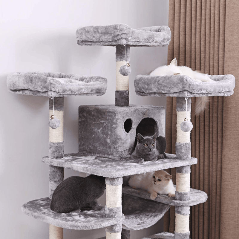 BEWISHOME Large Cat Tree Condo with Sisal Scratching Posts Perches Houses Hammock, Cat Tower Furniture Kitty Activity Center Kitten Play House MMJ03 Animals & Pet Supplies > Pet Supplies > Cat Supplies > Cat Beds BEWISHOME   