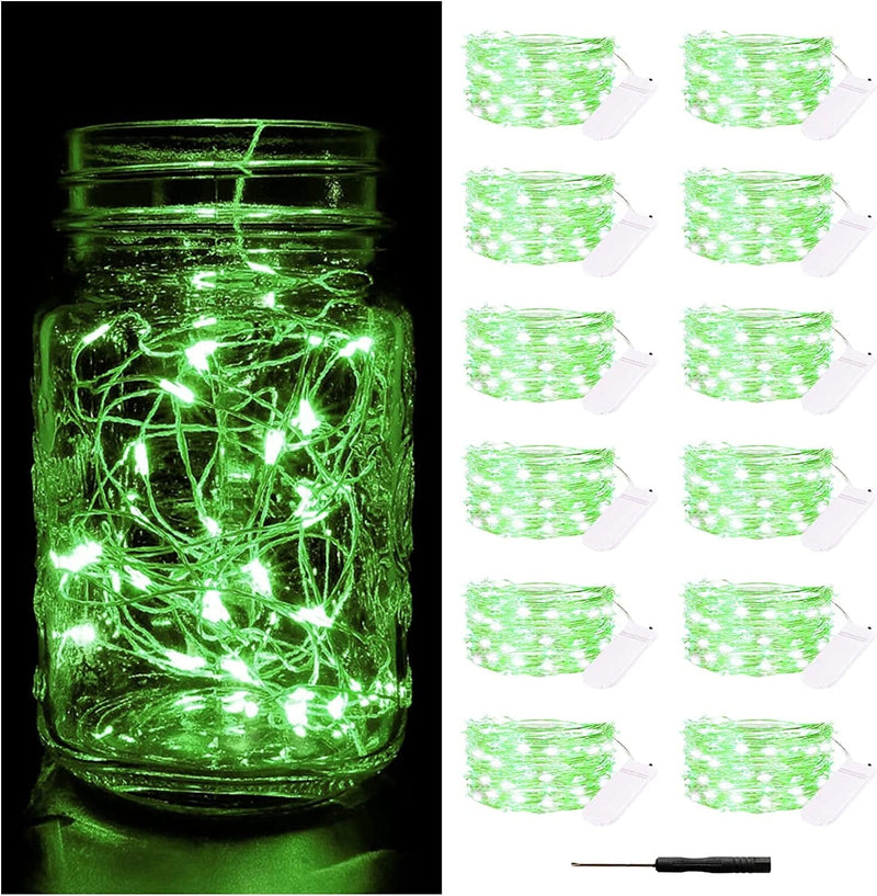 Bexdir 12 Packs Coloured Fairy Lights, Bright Fairy Lights Battery Operated, 7FT 20LED Waterproof Fairy String Lights, Firefly Starry Moon Lights for DIY Mason Jar Birthday Wedding Party Bedroom Home & Garden > Lighting > Light Ropes & Strings Bexdir Green  