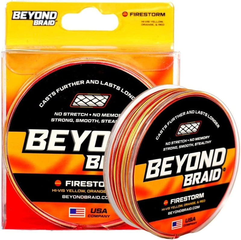 Beyond Braid Braided Fishing Line - Abrasion Resistant - No Stretch - Super Strong -Blue Camo, Moss Camo, White, Green, Pink, Blue, 4 Strand 8 Strand Sporting Goods > Outdoor Recreation > Fishing > Fishing Lines & Leaders Beyond Braid Firestorm 40LB (300 Yards) 