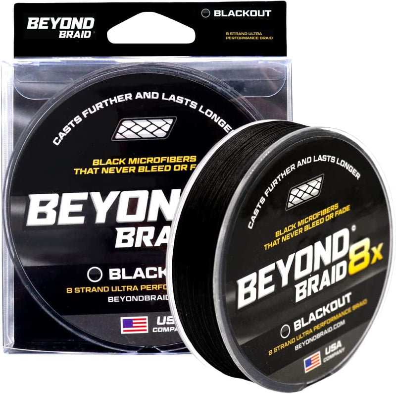 Beyond Braid Braided Fishing Line - Abrasion Resistant - No Stretch - Super Strong -Blue Camo, Moss Camo, White, Green, Pink, Blue, 4 Strand 8 Strand Sporting Goods > Outdoor Recreation > Fishing > Fishing Lines & Leaders Beyond Braid Blackout- No Fade 80LB (2000 Yards) 
