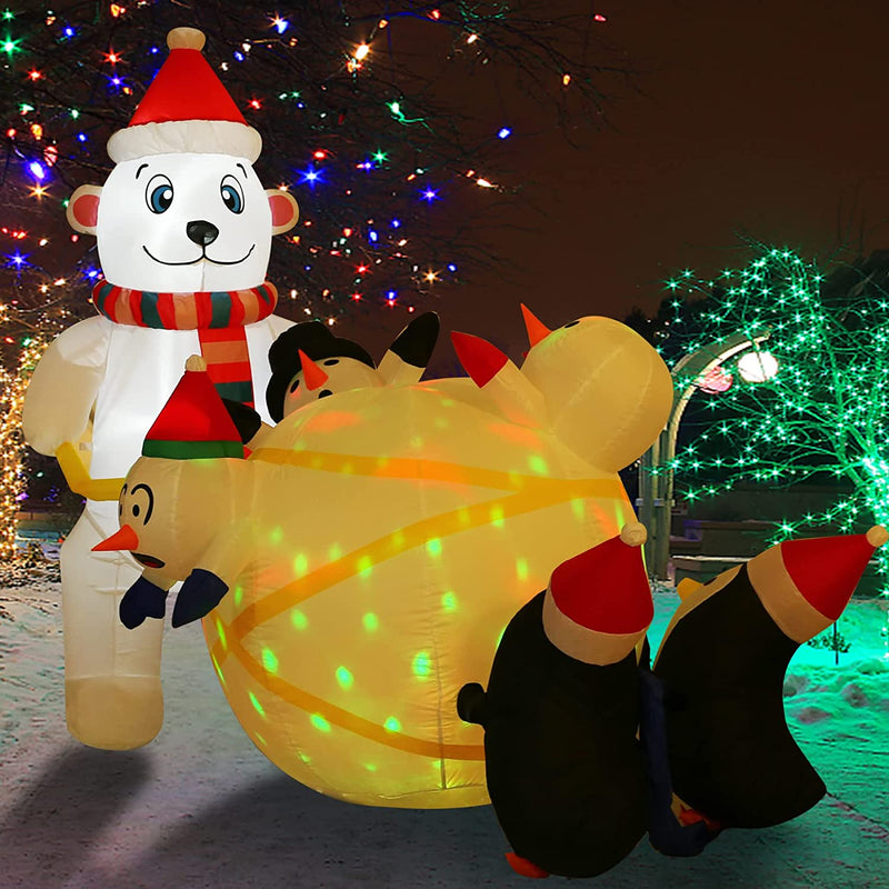 6FT Christmas Inflatables Outdoor Decorations Inflatable Polar Bear Pushes a Snowball with Build-In Leds Blow up Holiday Decorations for Yard Garden Outdoor Indoor Decor  Onory   