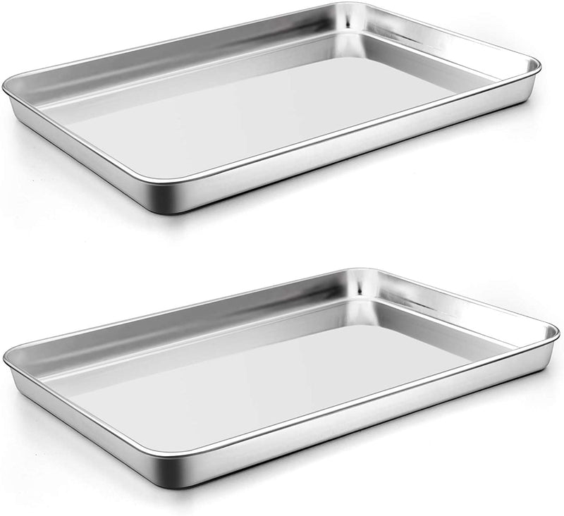 P&P CHEF Baking Cookie Sheet Set of 2, Stainless Steel Baking Sheets Pan Oven Tray, Rectangle 16”X12”X1”, Non Toxic & Durable Use, Mirror Finished & Easy Clean Home & Garden > Kitchen & Dining > Cookware & Bakeware P&P CHEF 2 16 x 12 Inch 