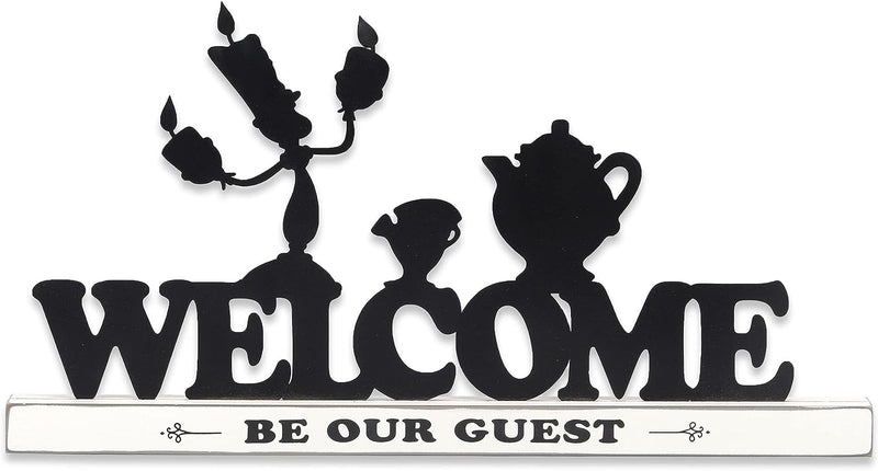 Open Road Brands Disney Star Wars Baby Yoda Welcome Tabletop Decor - May the Force Be with You Metal Baby Yoda Decoration on Black Wood Base  Open Road Brands White/Black  