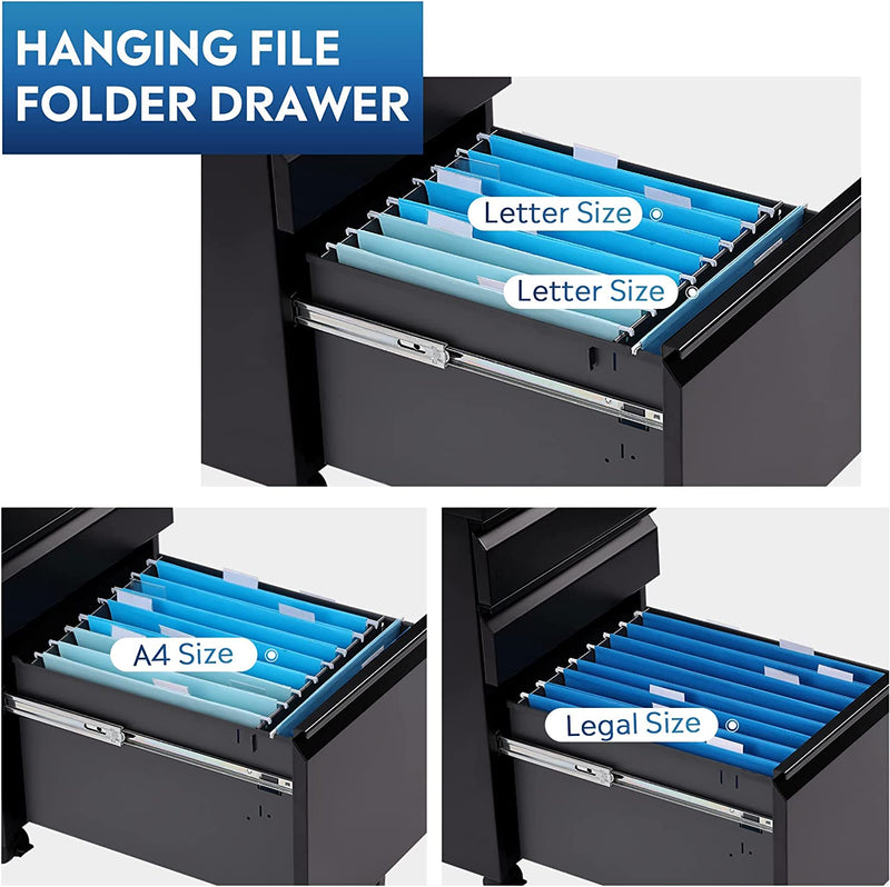 DEVAISE 3 Drawer Mobile File Cabinet under Desk Office, Fully Assembled except Casters, Letter/Legal Size, Black Home & Garden > Household Supplies > Storage & Organization DEVAISE   