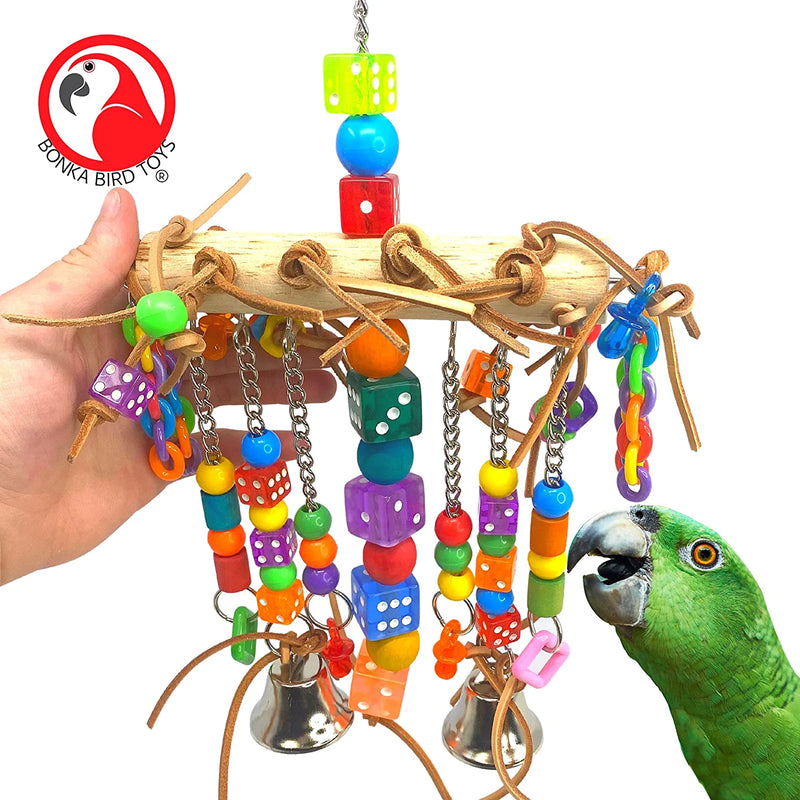1746 Leather Chain Waterfall Bonka Bird Toys Chew Pull Shred Colorful Parrot Quaker Cockatoo Budgie Animals & Pet Supplies > Pet Supplies > Bird Supplies > Bird Toys Bonka Bird Toys   
