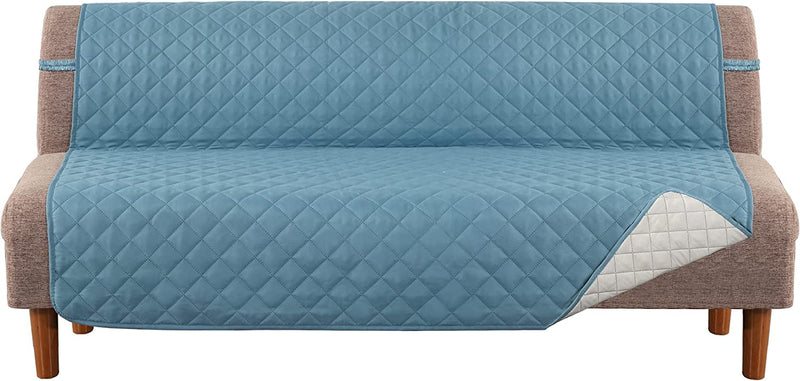 Meillemaison Sofa Slipcovers Reversible Quilted Chair Cover Water Resistant Furniture Protector with Elastic Straps for Pets/ Kids/ Dog(Chair, Black/Grey) (MMCLKSFD01C6) Home & Garden > Decor > Chair & Sofa Cushions MeilleMaison Blue/Beige Futon 