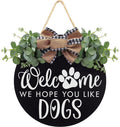 Welcome We Hope You like Dogs Farmhouse Door Sign for Front Door Porch Decor with Eucalyptus Leaves & Buffalo Bow - Welcome Wreath Sign Hanging for Dogs Lovers Christmas Decoration Housewarming Gift Home & Garden > Decor > Seasonal & Holiday Decorations Asoulin Black-we Hope You Like Dogs  