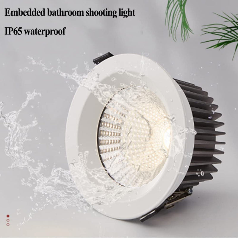 FAZRPIP IP65 Waterproof LED Downlight Set of 9,Recessed Baffle Trim,3000K-6000K Selectable,10W, 20W, 30W, 40W, 50W Eyeball Retrofit Spot Light for Bathroom Kitchen Toilet Lighting