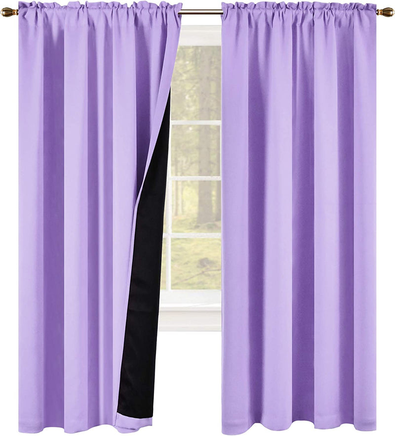 Coral 100PCT Blackout Curtains Bedroom Drapes - Totally Darkness Panels Thermal Insulated Lined Rod Pocket Curtains for Kids Room( 2 Panels 42 by 45 Inch) Home & Garden > Decor > Window Treatments > Curtains & Drapes KEQIAOSUOCAI Lavender W42" X L96" 