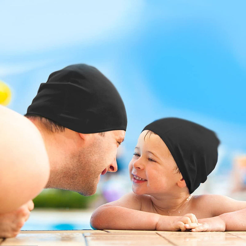 Qualtiy Yes QY 2Pack Superior Polyester Cloth Fabric Bathing Cap Swimming Caps Swimming Hats for Water Sports, Classic Pure Black Color Sporting Goods > Outdoor Recreation > Boating & Water Sports > Swimming > Swim Caps Qualtiy Yes   