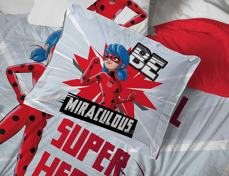 Miraculous Ladybug Superhero 5 Piece Twin Bed Set - Includes Reversible Comforter & Sheet Set Bedding Features Marinette - Super Soft Fade Resistant Microfiber (Official Miraculous Ladybug Product) Home & Garden > Linens & Bedding > Bedding Jay Franco   