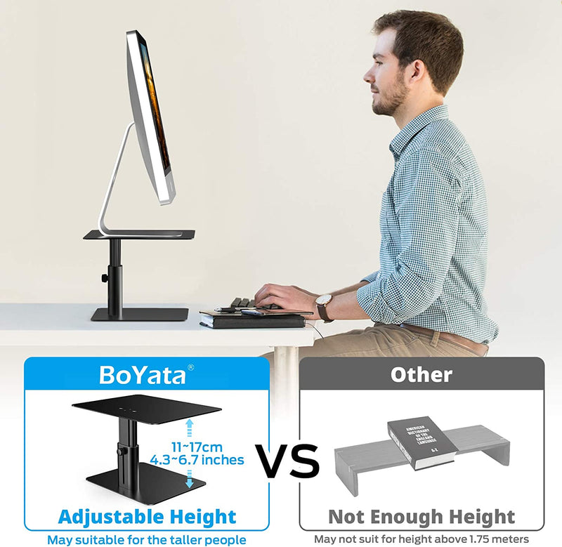Boyata Monitor Stand, Adjustable Monitor Riser Metal Computer Stand Compatible with TV, PC, Laptop, Computer, Imac, and All Screen Display-Black Sporting Goods > Outdoor Recreation > Fishing > Fishing Rods BoYata   