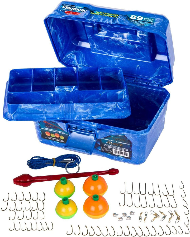 Flambeau Outdoors 355BMR Big Mouth Tackle Box 89-Piece Kit, Complete Starter Fishing Tackle Kit with Stringer, Hooks, Bobbers and More - Pearl Blue Swirl Sporting Goods > Outdoor Recreation > Fishing > Fishing Tackle Flambeau Inc.   