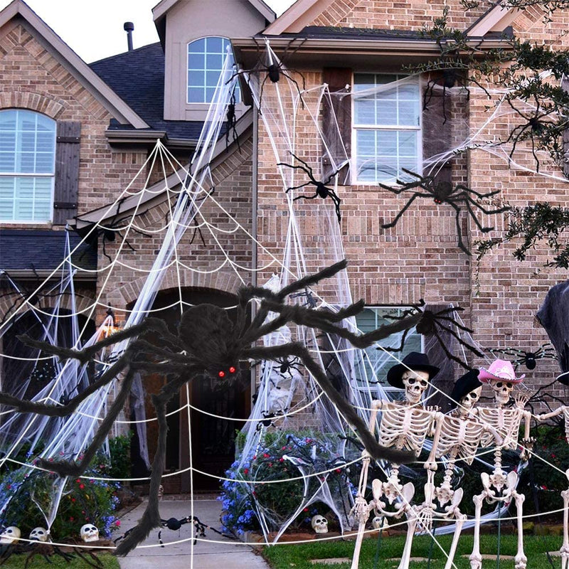 OCATO 200" Halloween Spider Web + 59" Giant Spider Decorations Fake Spider with Triangular Huge Spider Web for Indoor Outdoor Halloween Decorations Yard Home Costumes Parties Haunted House Décor  OCATO   