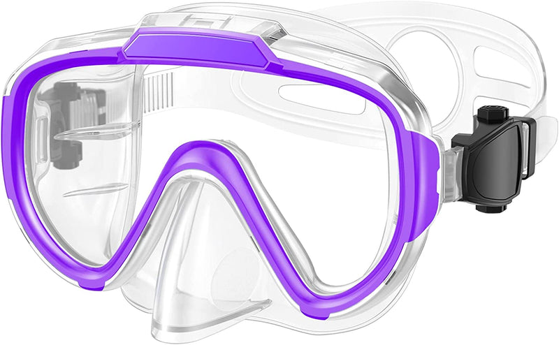 Norabidea Swim Goggles Adult, anti Fog Snorkel Diving Goggles, Clear View Tempered Glass Swimming Mask with Nose Cover Sporting Goods > Outdoor Recreation > Boating & Water Sports > Swimming > Swim Goggles & Masks Norabidea Purple Adult 