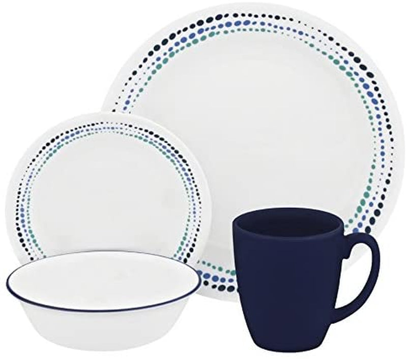 Corelle Livingware 16-Piece Dinnerware Set, Ocean Blues, Service for 4 Home & Garden > Kitchen & Dining > Tableware > Dinnerware Corelle   