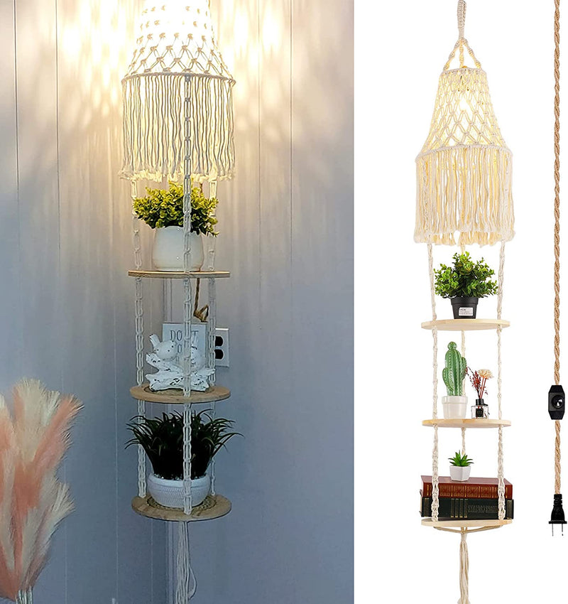 Plug in Pendant Light Rattan Hanging Lights with Plug in Cord Bamboo Hanging Lamp Dimmable,Handmade Woven Boho Wicker Basket Lamp Shade,Plug in Ceiling Light Fixture for Living Room Bedroom Kitchen Home & Garden > Lighting > Lighting Fixtures QIYIZM 77inch  