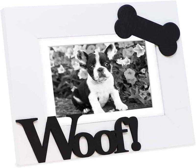 Isaac Jacobs Black Wood Sentiments Dog “Woof!” Picture Frame, 5X7 Inch with Mat, Photo Gift for Pet Dog, Puppy, Display on Tabletop, Desk (Black, 5X7 (Matted 4X6)) Home & Garden > Decor > Picture Frames Isaac Jacobs International White 5x7 (Matted 4x6) 