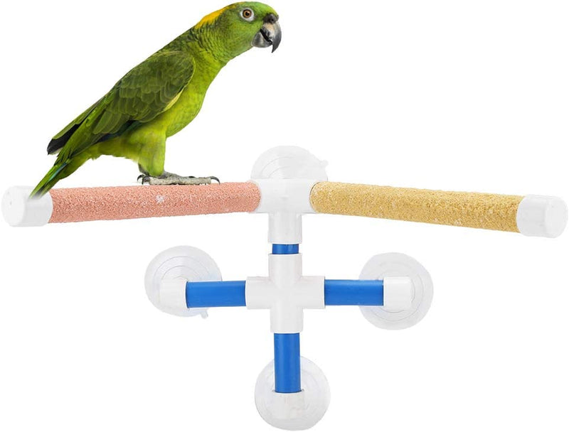 GFRGFH Parrots Shower Standing Pole Bathing Four Suction Cups Frosted Coating Bird Perch Toy Easy to Use Animals & Pet Supplies > Pet Supplies > Bird Supplies GFRGFH   