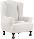 H.VERSAILTEX Wing Chair Slipcover Chair Covers for Wingback Chairs Wingback Chair Covers Slipcovers 1 Piece Stretch Sofa Cover Furniture Protector Soft Spandex Jacquard Checked Pattern, Chocolate Home & Garden > Decor > Chair & Sofa Cushions H.VERSAILTEX Off White 1 
