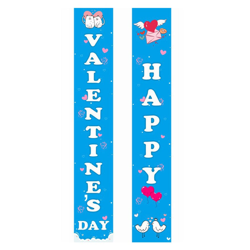 Dolked Banner Valentine'S Day Decorations Porch Sign Hanging Hearts Ribbon Wall 30X180Cm, Decor Home & Garden > Decor > Seasonal & Holiday Decorations Dolked blue  