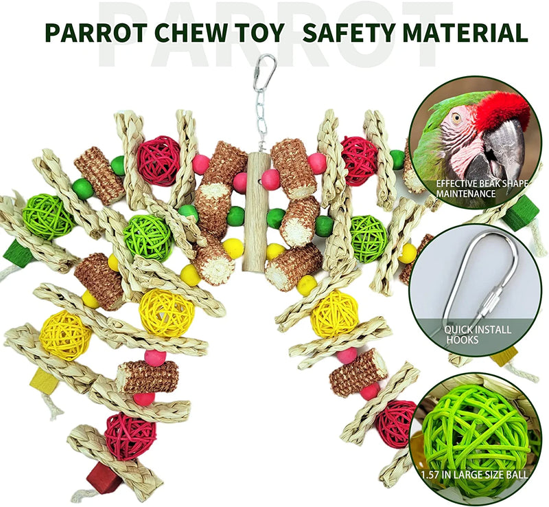 Parrot Toys, Natural Corn Cob Chewing Bird Toys, Suitable for Small and Medium-Sized Macaws, African Gray Parrots and a Variety of Parrots, Love Birds Medium-Sized Bird Cage Accessories Toys