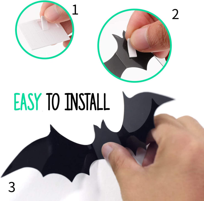 Halloween Decorations - Halloween Party Indoor Outdoor Decor Supplies , 56 PCS Reusable PVC 3D Decorative Scary Bats Wall Stickers Comes with Double Sided Foam Tape