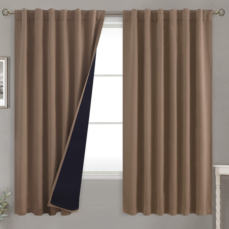 Bgment Greyish White 100% Blackout Curtains 84 Inches Long with Noise-Reducing Liner, Rod Pocket and Back Tab Double Layer Room Darkening Window Curtains for Bedroom, 2 Panels, Each 52 X 84 Inch Home & Garden > Decor > Window Treatments > Curtains & Drapes BGment Taupe 52WX63L 