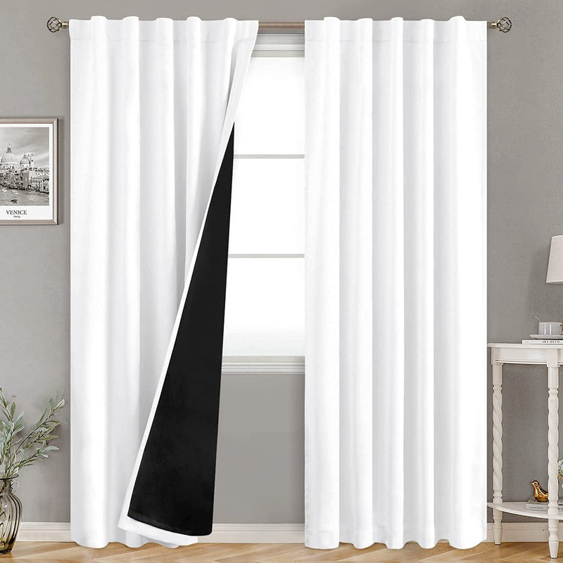 Bgment Greyish White 100% Blackout Curtains 84 Inches Long with Noise-Reducing Liner, Rod Pocket and Back Tab Double Layer Room Darkening Window Curtains for Bedroom, 2 Panels, Each 52 X 84 Inch Home & Garden > Decor > Window Treatments > Curtains & Drapes BGment Pure White 42WX84L 