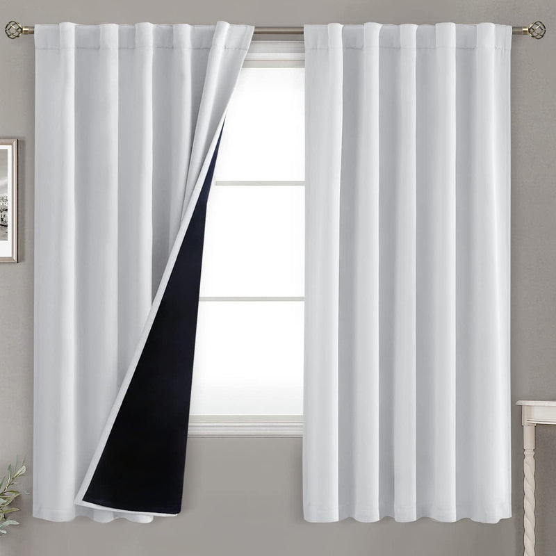 Bgment Greyish White 100% Blackout Curtains 84 Inches Long with Noise-Reducing Liner, Rod Pocket and Back Tab Double Layer Room Darkening Window Curtains for Bedroom, 2 Panels, Each 52 X 84 Inch Home & Garden > Decor > Window Treatments > Curtains & Drapes BGment Greyish White 42WX63L 