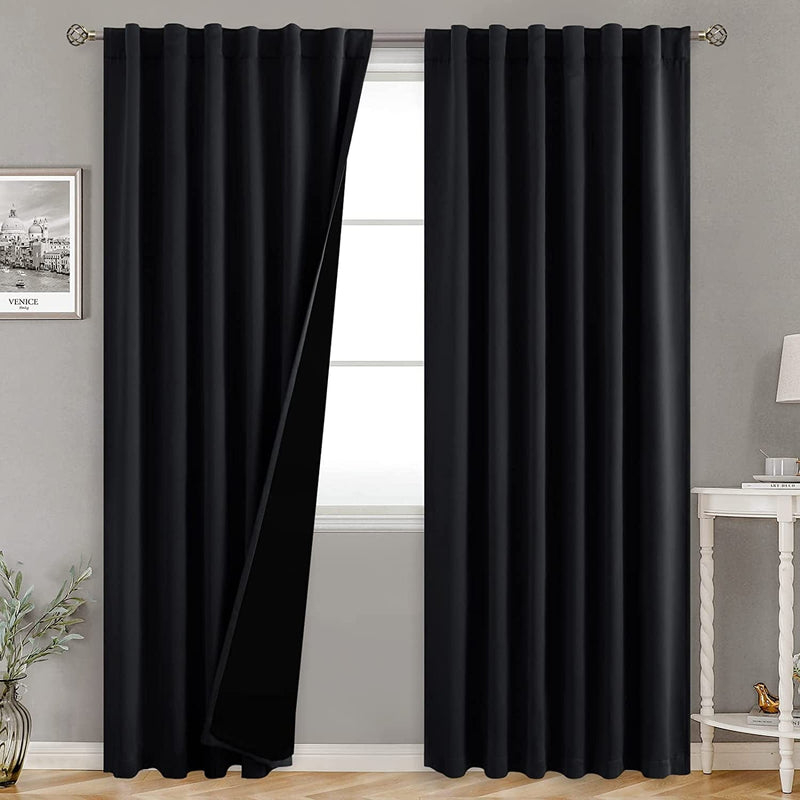 Bgment Greyish White 100% Blackout Curtains 84 Inches Long with Noise-Reducing Liner, Rod Pocket and Back Tab Double Layer Room Darkening Window Curtains for Bedroom, 2 Panels, Each 52 X 84 Inch Home & Garden > Decor > Window Treatments > Curtains & Drapes BGment Black 52WX84L 