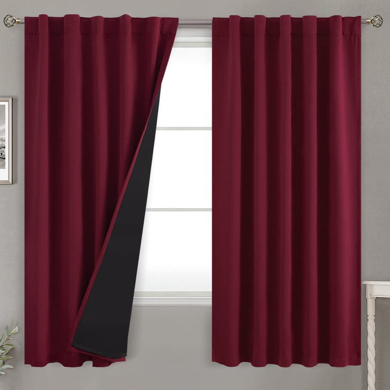 Bgment Greyish White 100% Blackout Curtains 84 Inches Long with Noise-Reducing Liner, Rod Pocket and Back Tab Double Layer Room Darkening Window Curtains for Bedroom, 2 Panels, Each 52 X 84 Inch Home & Garden > Decor > Window Treatments > Curtains & Drapes BGment Burgundy Red 42WX63L 