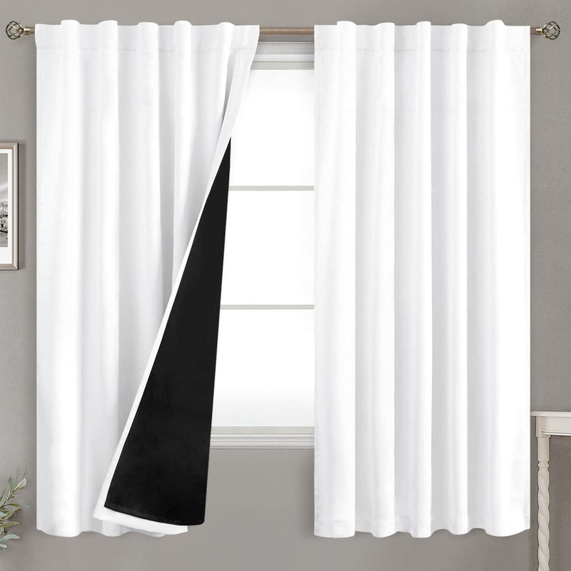 Bgment Greyish White 100% Blackout Curtains 84 Inches Long with Noise-Reducing Liner, Rod Pocket and Back Tab Double Layer Room Darkening Window Curtains for Bedroom, 2 Panels, Each 52 X 84 Inch Home & Garden > Decor > Window Treatments > Curtains & Drapes BGment Pure White 42WX63L 